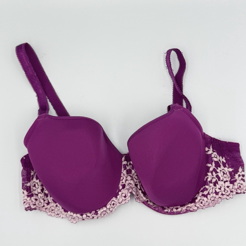 Wacoal Purple Lace Underwire Bra 38c Magenta Intimates Feminine Floral Lingerie